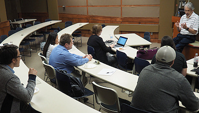 Photograph: Donald Rupert teaching class at Washburn University School of Law.