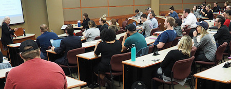 Photograph: Students at Washburn Law listening to a time value of money presentation by Professor Barbara Scofield.