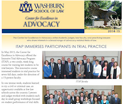 Graphic: Cover of 2014-2015 report by the director of the Washburn Law Center for Excellence in Advocacy.
