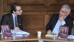 Photograph: Freddy Sourgens (left) with Antonio Parra at the 2017 Oxford University Press Investment Claims Summer Academy.