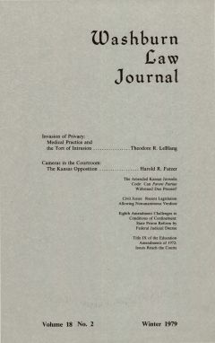 Graphic: Cover of volume 18, number 2 of Washburn Law Journal.