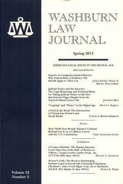 Graphic: Cover of volume 52, number 2 of Washburn Law Journal.