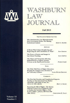Graphic: Cover of volume 53, number 1 of Washburn Law Journal.