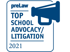 Graphic: preLaw magazine 2021 Top Advocacy/Litigation Law School.