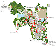Map: Toyonaka Campus at Osaka University, Japan.