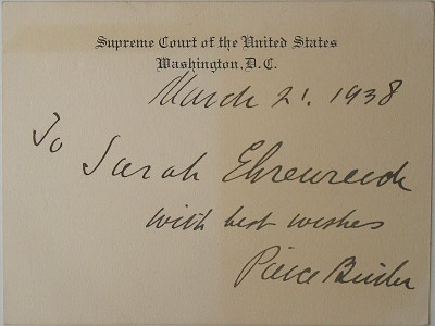 Autograph of Justice Pierce Butler