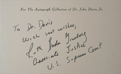 Autograph of Justice Ruth Bader Ginsburg