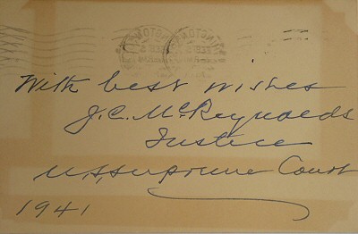 Autograph of Jusitce James C. McReynolds