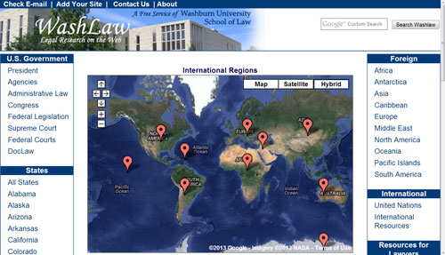Image: Screen shot of washlaw.edu