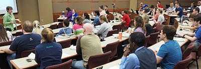 Photograph: Students at Washburn Law listening to fundamentals of accounting presentation by Dr. Louella Moore.
