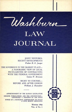 Graphic: Cover of volume 4, number 1 of Washburn Law Journal.