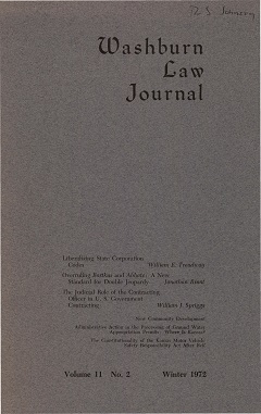 Graphic: Cover of volume 11, number 2 of Washburn Law Journal.
