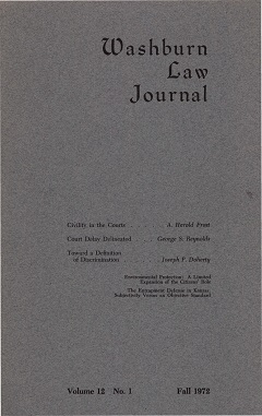 Graphic: Cover of volume 12, number 1 of Washburn Law Journal.