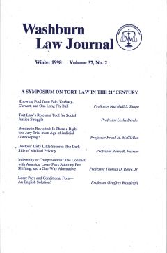 Graphic: Cover of volume 37, number 2 of Washburn Law Journal.