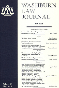 Graphic: Cover of volume 48, number 1 of Washburn Law Journal.