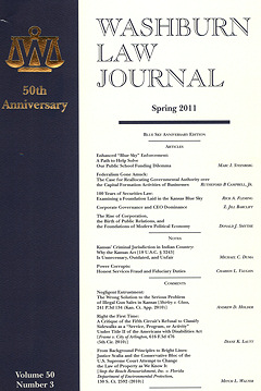 Graphic: Cover of volume 50, number 3 of Washburn Law Journal.